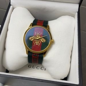 AUTHENTIC GUCCI Unisex Swiss G-Timeless Nylon Web Strap Watch 38mm